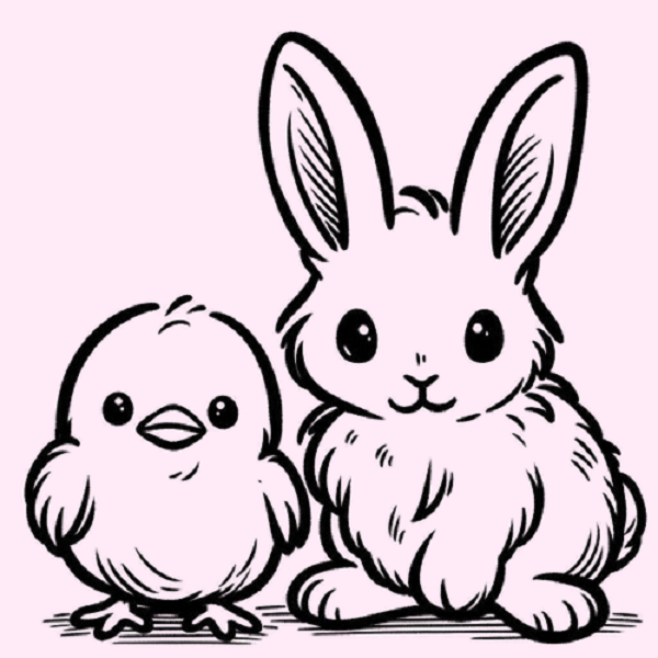 Bunny and a Chick Drawing