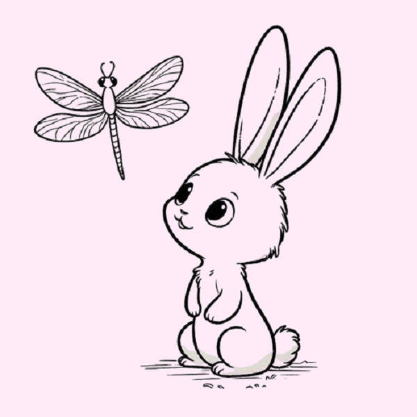 Bunny and a Dragonfly Drawing