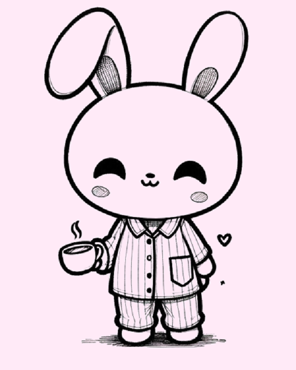 Bunny in Pajamas Drawing