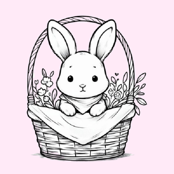 Bunny in a Basket Drawing