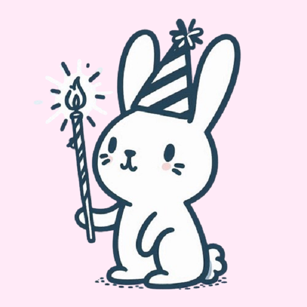 Bunny in a Birthday Hat Drawing