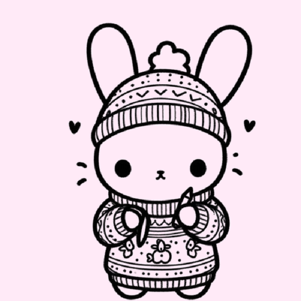 Bunny in a Christmas Sweater Drawing