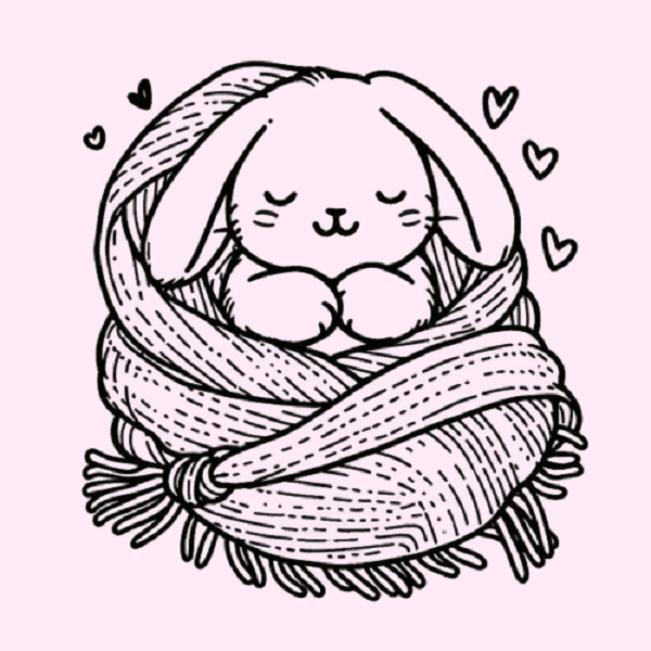 Bunny in a Cozy Blanket Drawing