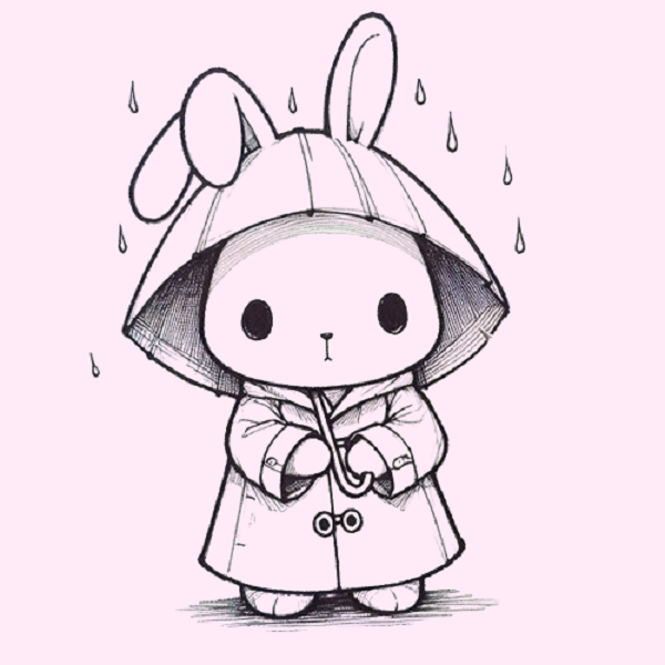 Bunny in a Raincoat Drawing