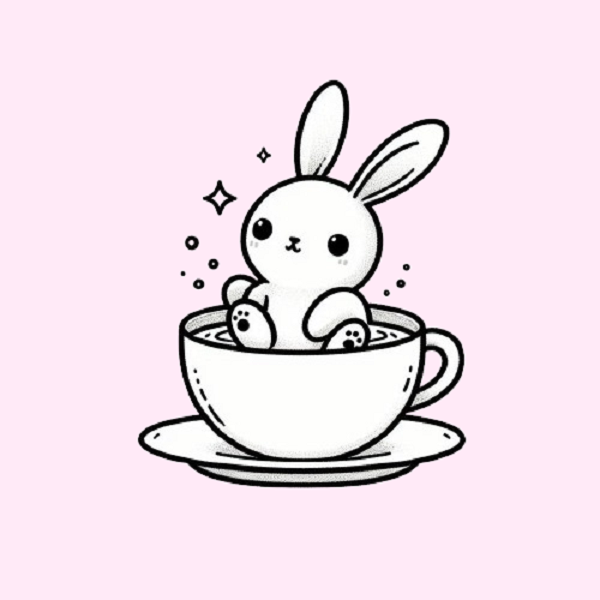 Bunny in a Tea Cup Drawing