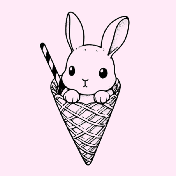 Bunny in a Waffle Cone Drawing