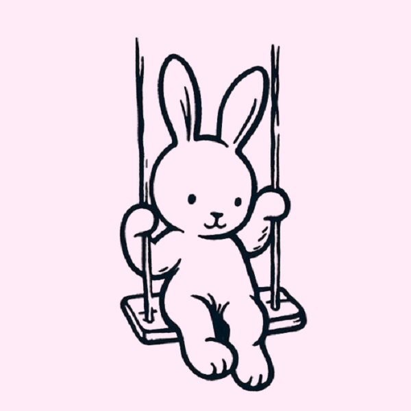 Bunny on a Swing Drawing