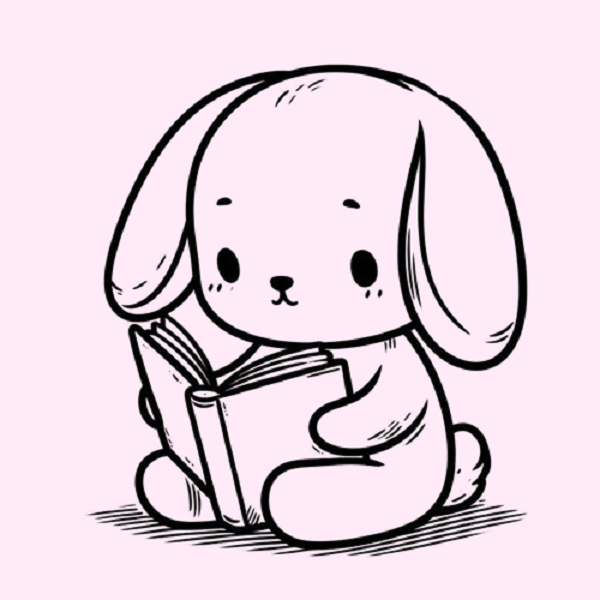 Bunny with a Book Drawing