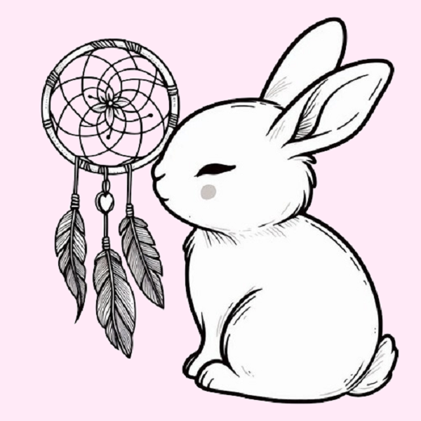 Bunny with a Dream catcher Drawing