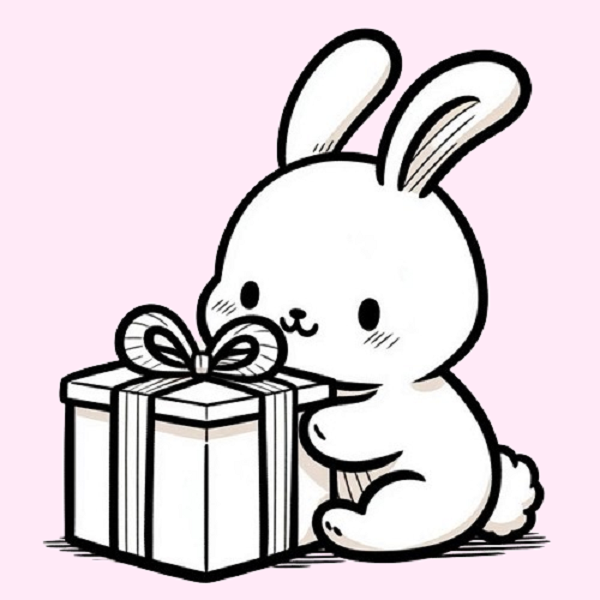 Bunny with a Gift Box Drawing