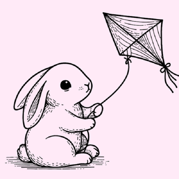 Bunny with a Kite Drawing