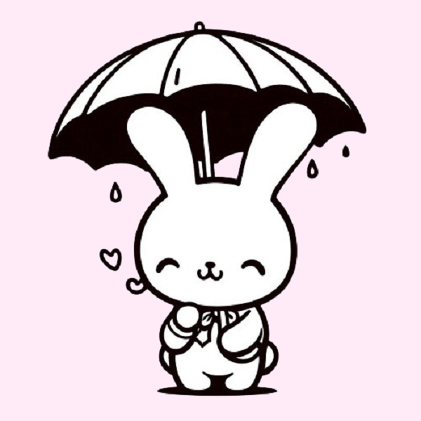 Bunny with an Umbrella Drawing