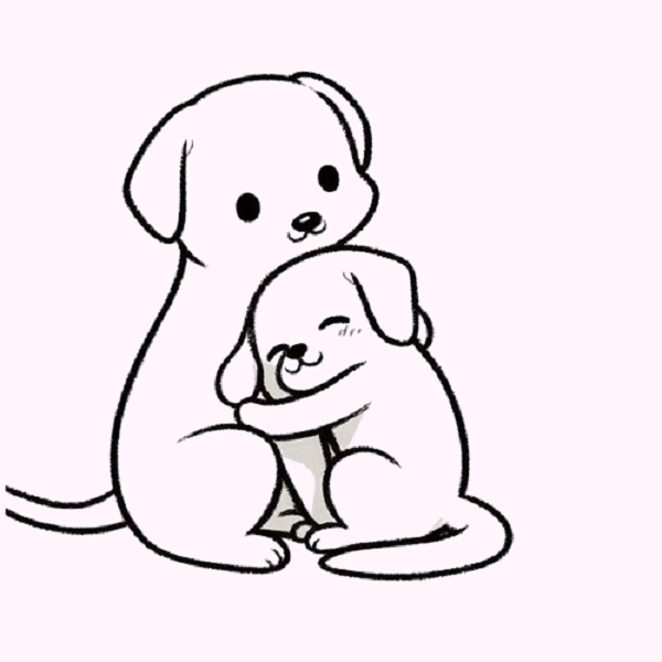 Dog Hugging Drawing