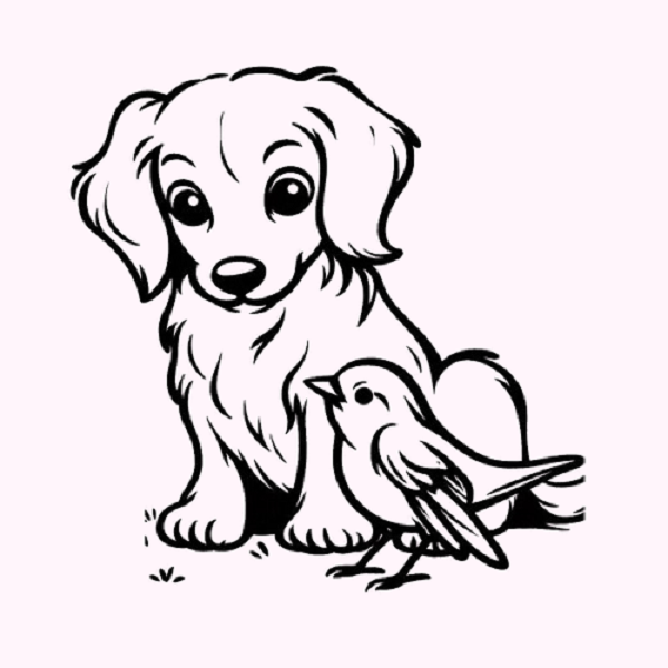 Dog and Bird Drawing