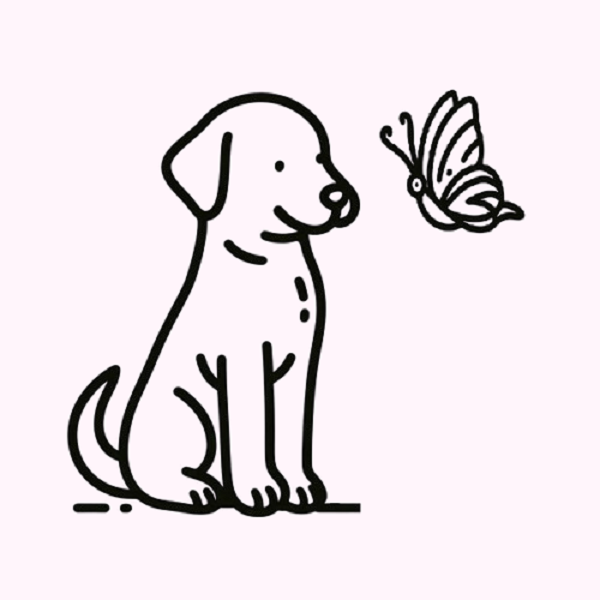 Dog and Butterfly Drawing