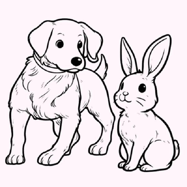 Dog and Rabbit Drawing