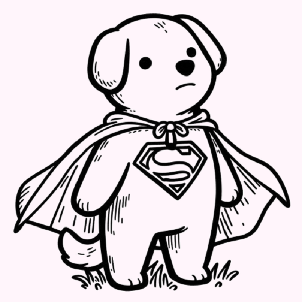 Dog in a Superhero Cape Drawing