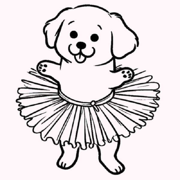 Dog in a Tutu Drawing