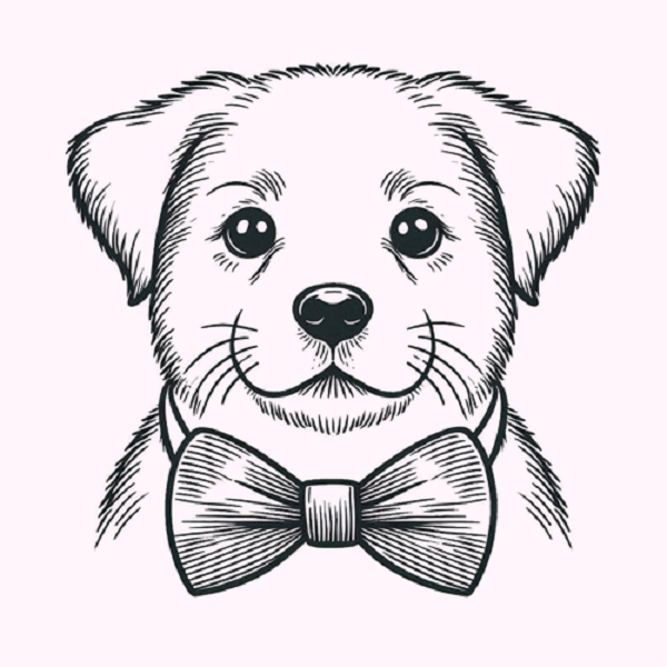 Dog with Bowtie Drawing