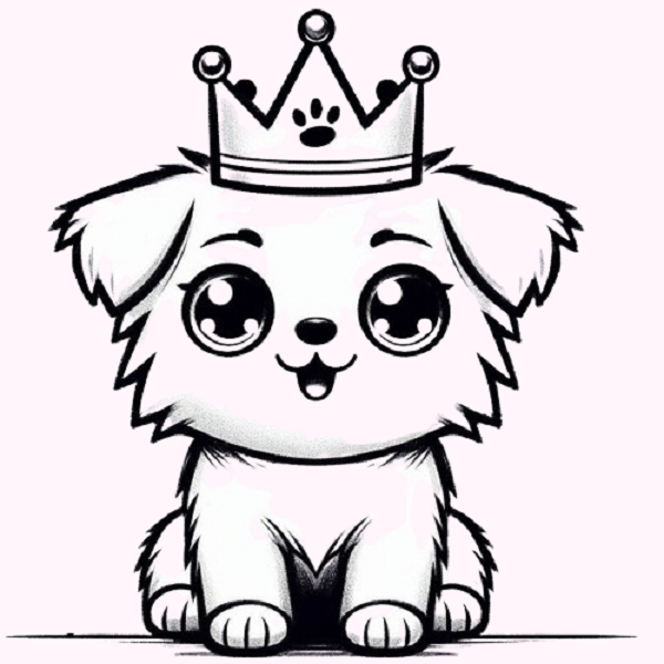 Dog with Crown Drawing