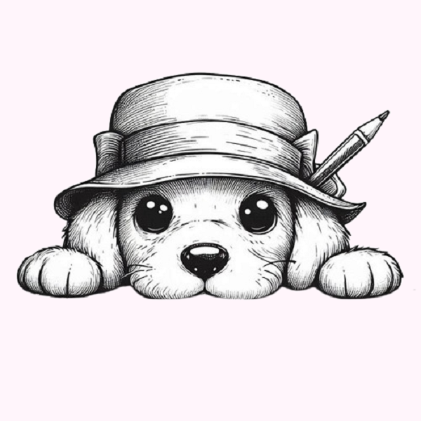 Dog with Hat Drawing