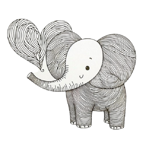 Elephant and Heart Drawing