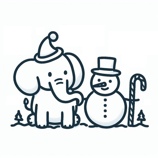 Elephant and Snowman Drawing