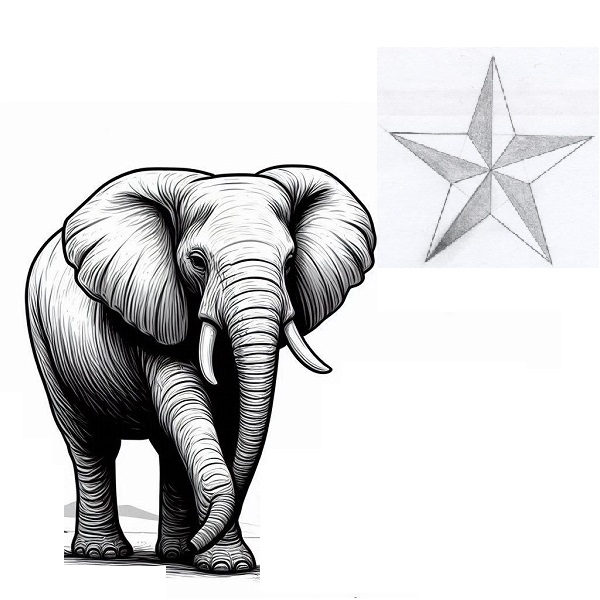 Elephant and Star Drawing