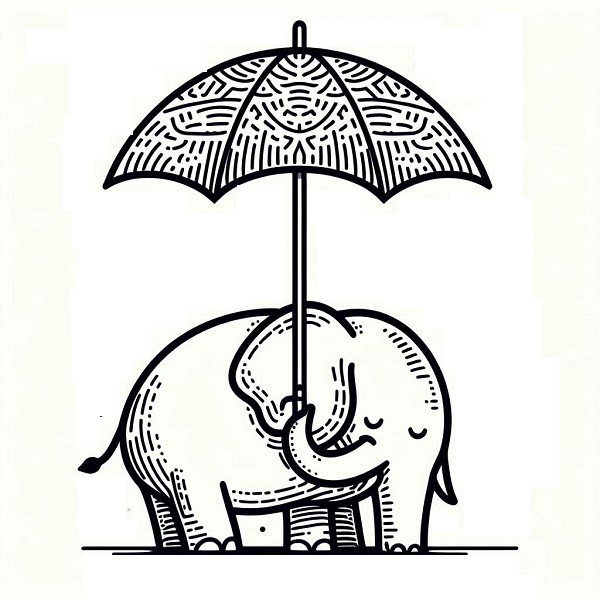 Elephant and Umbrella Drawing