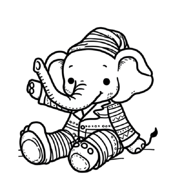 Elephant in Pajamas Drawing