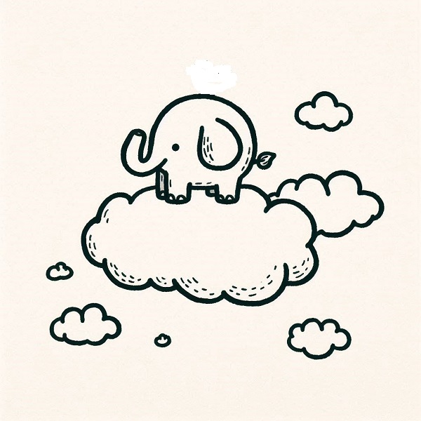 Elephant in the Clouds Drawing