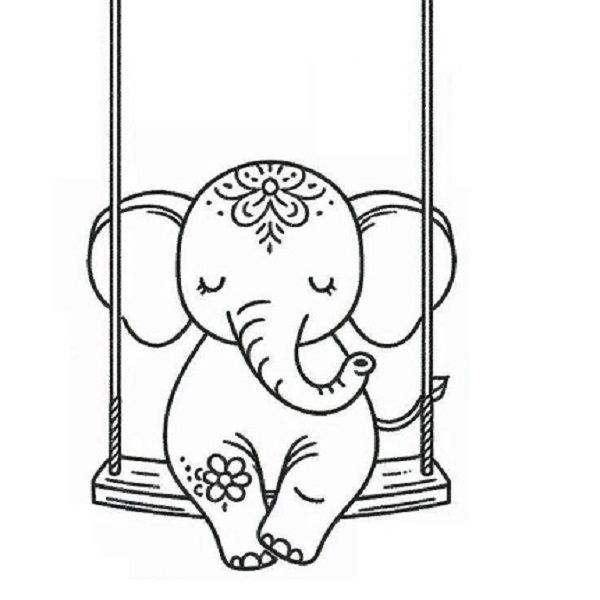 Elephant on a Swing Drawing