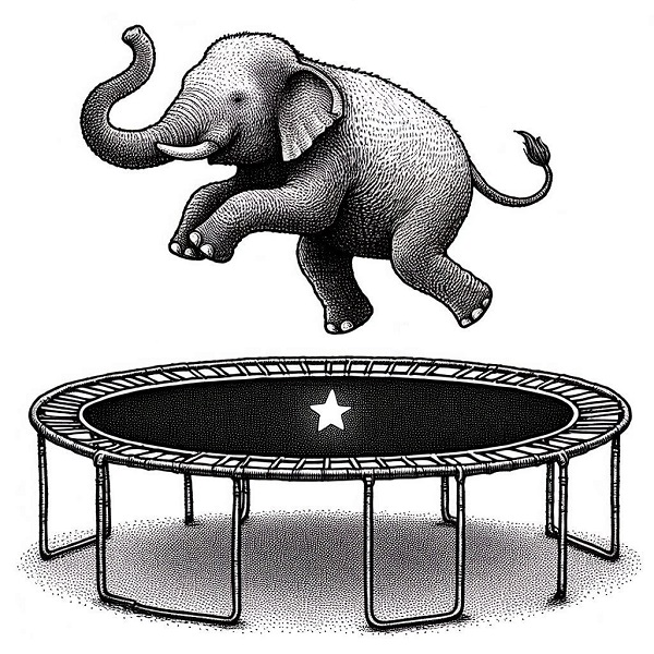 Elephant on a Trampoline Drawing