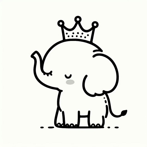 Elephant with a Crown Drawing