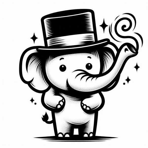 Elephant with a Hat Drawing