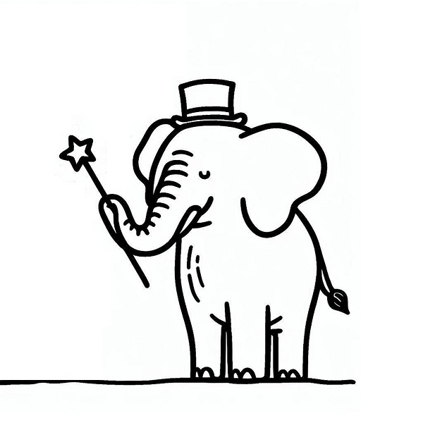 Elephant with a Magic Wand Drawing