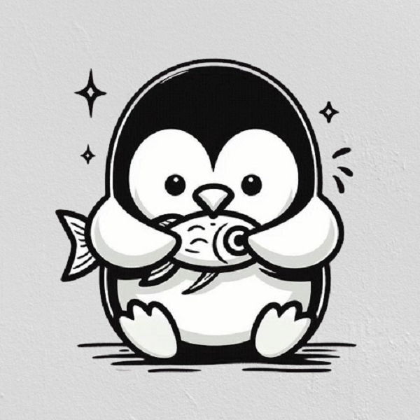 Penguin Eating a Fish