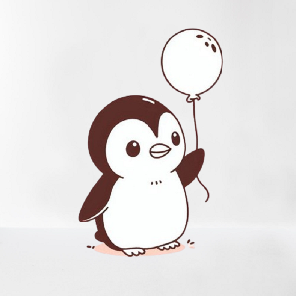 Penguin Holding a Balloon