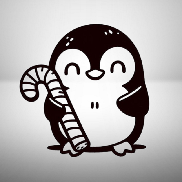 Penguin Holding a Candy Cane