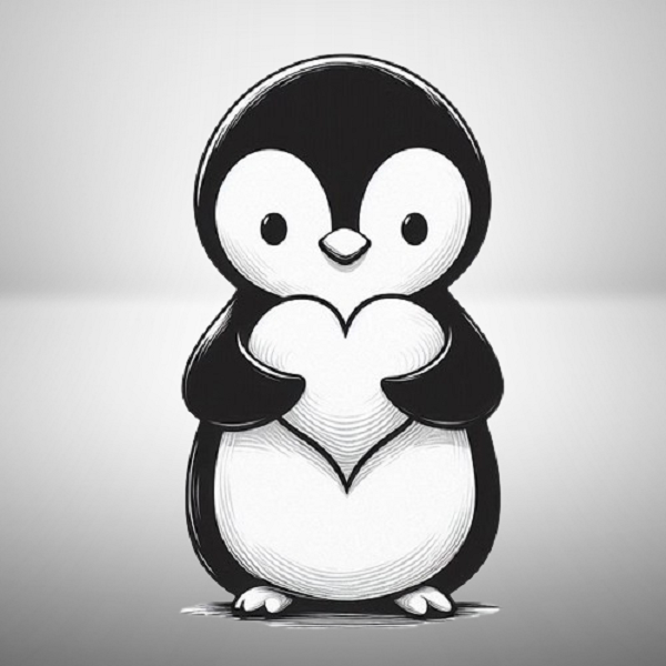 Penguin Holding a Heart