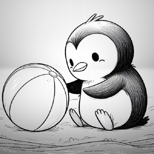 Penguin Playing with a Beach Ball