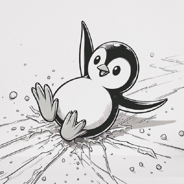 Penguin Sliding on Ice