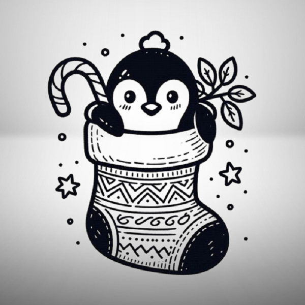 Penguin in a Christmas Stocking