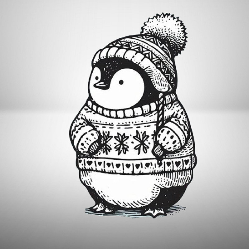 Penguin in a Christmas Sweater