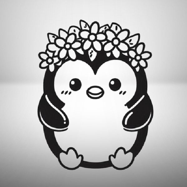 Penguin with a Flower Crown