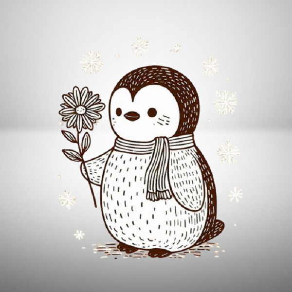 Penguin with a Flower