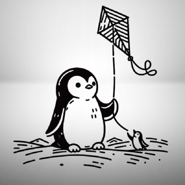 Penguin with a Kite