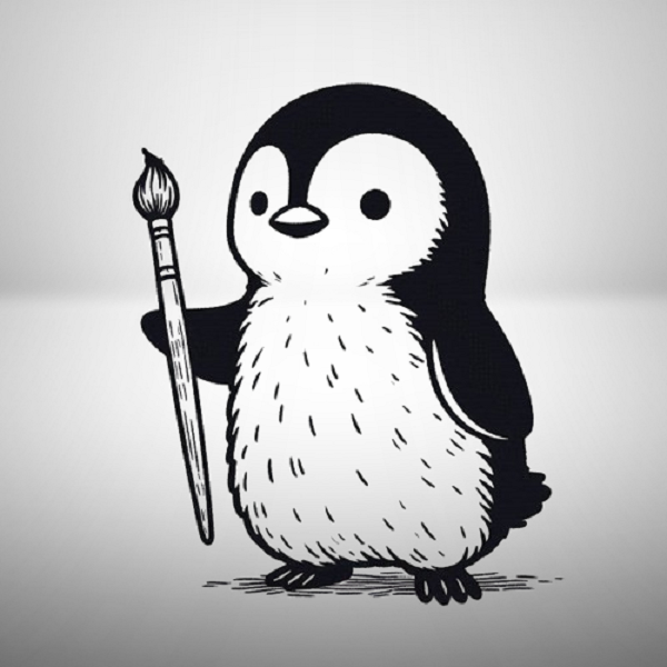 Penguin with a Paintbrush