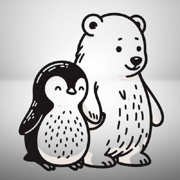 Penguin with a Polar Bear