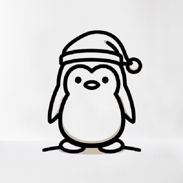 Penguin with a Santa Hat